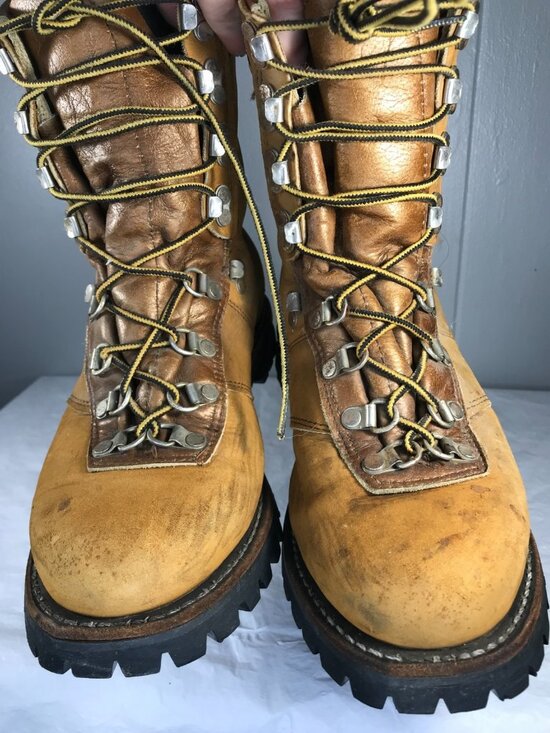 Vintage Kush n kollar Chippewa Shearling Mountaineering Leather Boots  sz 8.5 A main image 6
